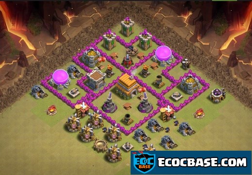 #0712 Pushing Trophies War Base Layout TH6, Subida de Copas y Guerra Ayuntamiento 6