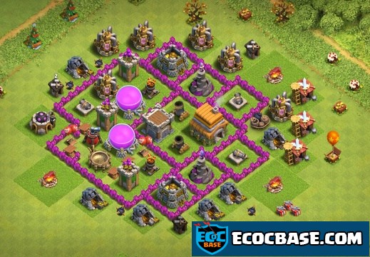 #0729 Farming and War Base Layout TH6, Diseño Proteger Recursos Ayuntamiento 6