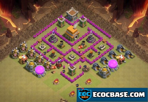 #0735 War Base Layout TH6, Diseño de Guerra Ayuntamiento 6